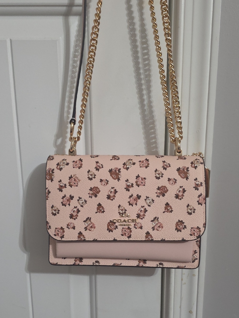 NWOT Coach Blush Pink Floral Chain Crossbody Bag